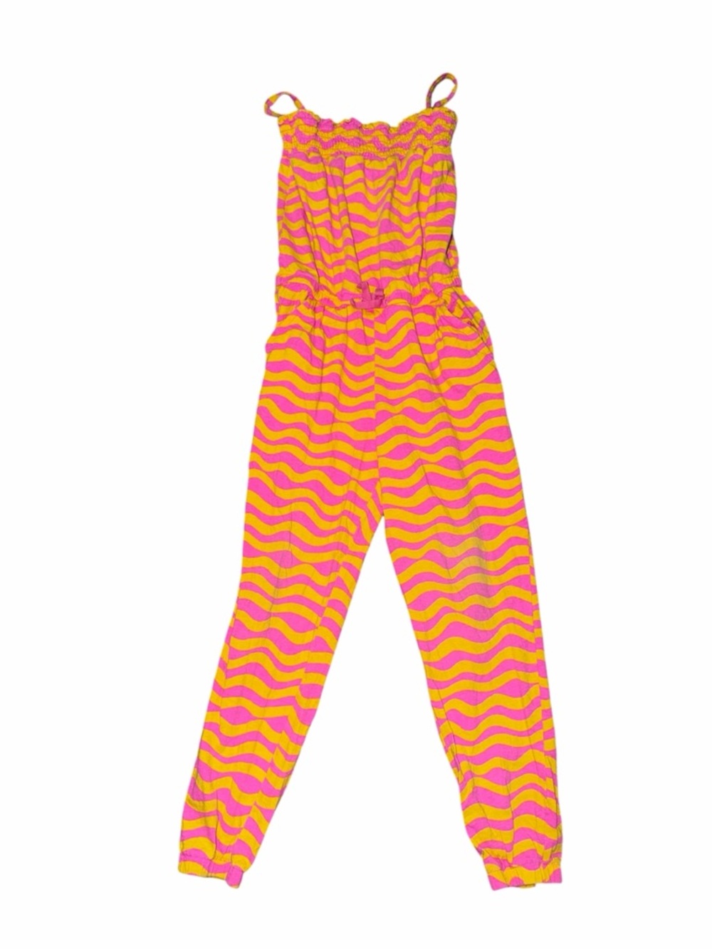Girls Pink and Yellow Striped One-Piece Romper